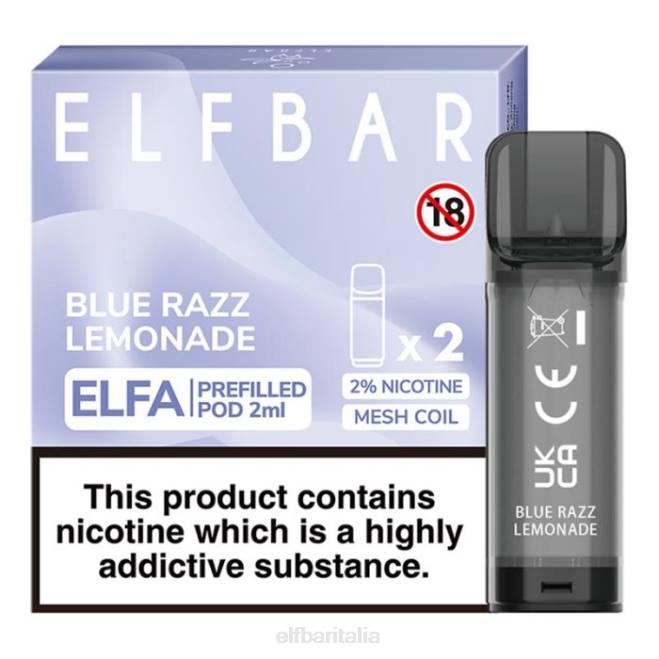 elfbar elfa capsula preriempita - 2 ml - 20 mg (confezione da 2) VZT0119 limonata blu razz