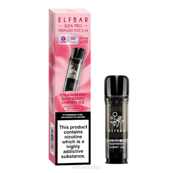 elfbar elfa pro capsule preriempite - 20 mg - 2 conf VZT092 gelato alla fragola, lampone e ciliegia