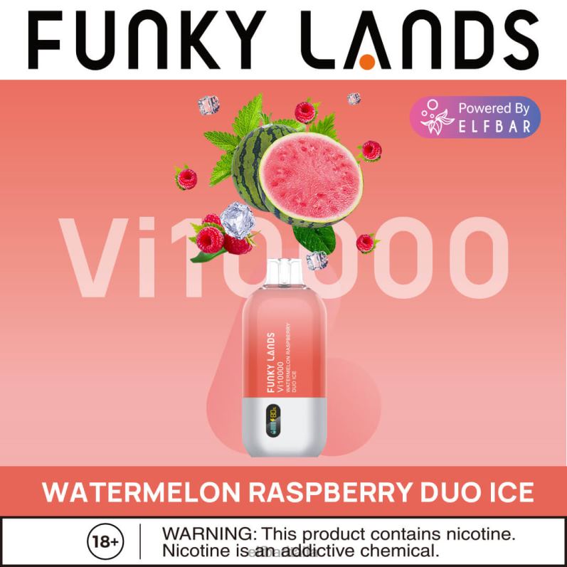 ELFBAR Funky Lands serie ghiacciata Vape usa e getta dal sapore migliore Vi10000 Duo di anguria e lamponi ghiacciati FNP8L152