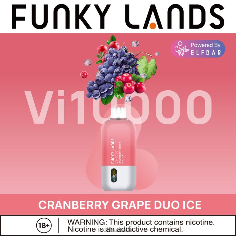 ELFBAR Funky Lands serie ghiacciata Vape usa e getta dal sapore migliore Vi10000 Duo di uva e mirtillo rosso FNP8L156