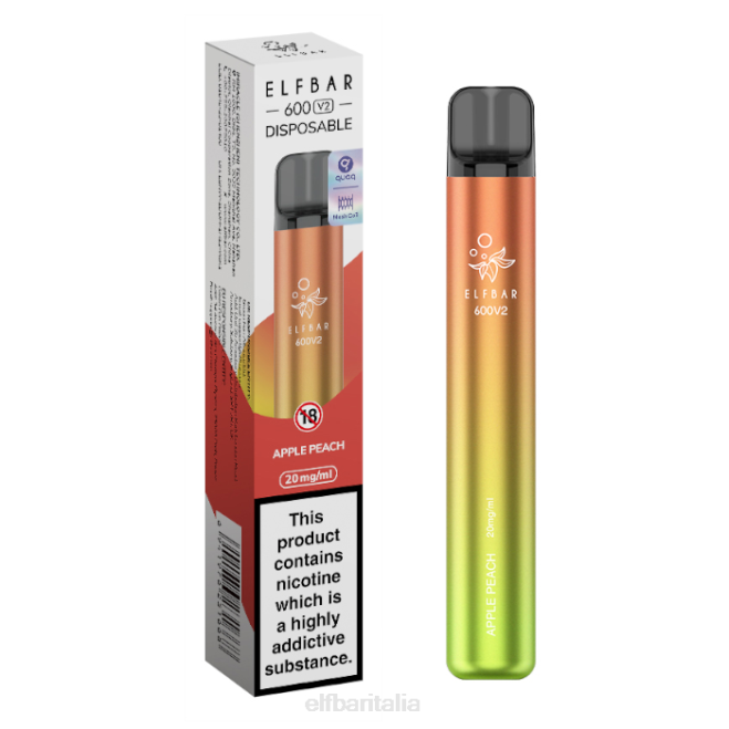 Vape usa e getta elfbar 600v2 - 20 mg VZT011 pesca alla mela